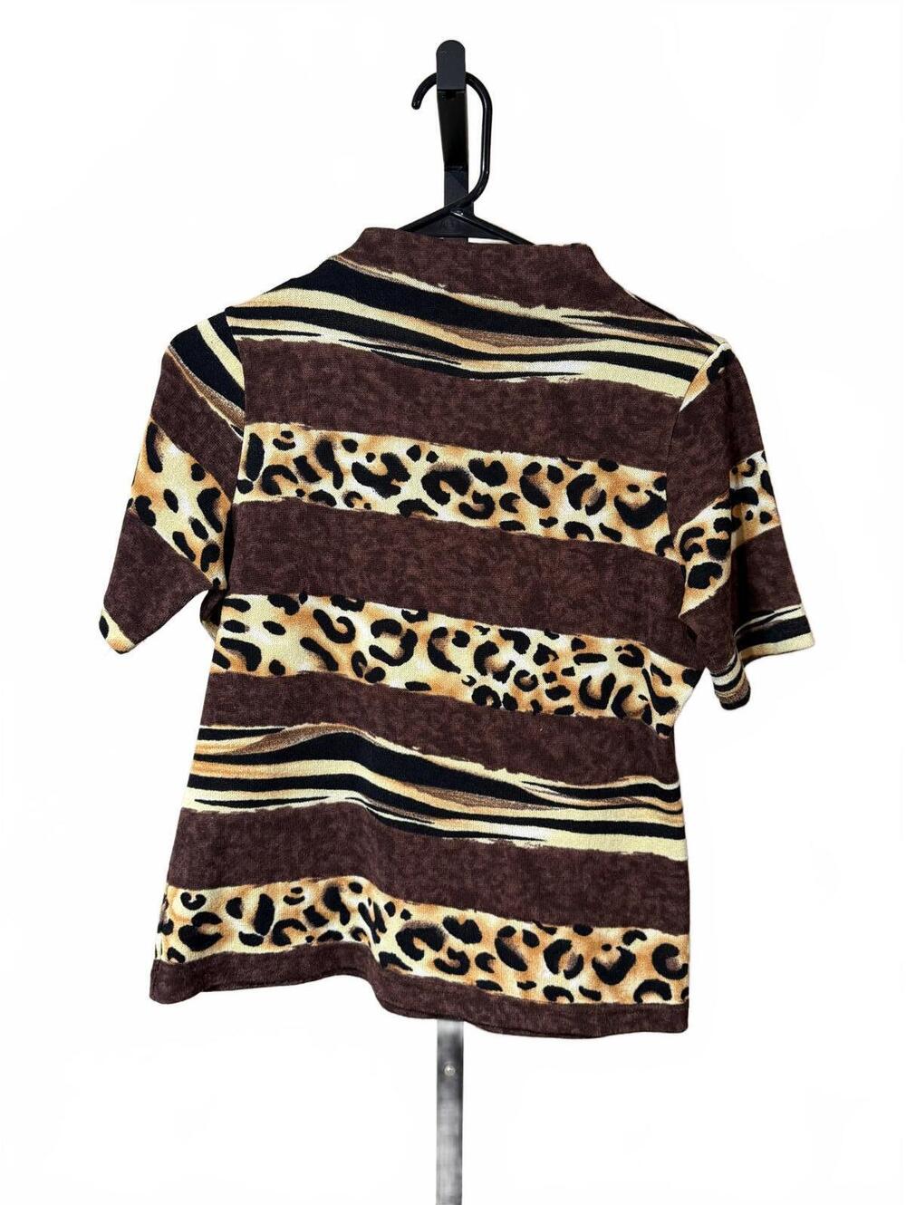 90s Crop Vintage Small Animal Print Short Sleeve Shirt